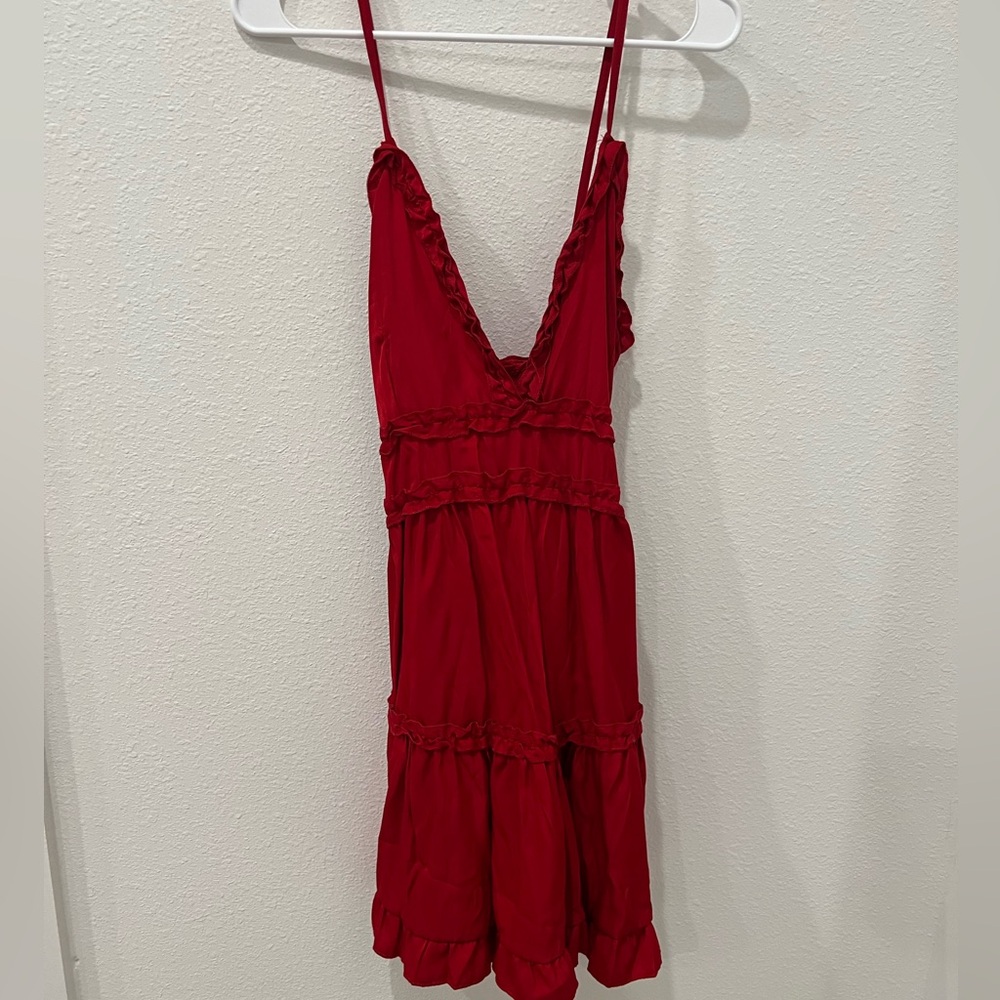 Red Sleeveless Ruffle Dress
